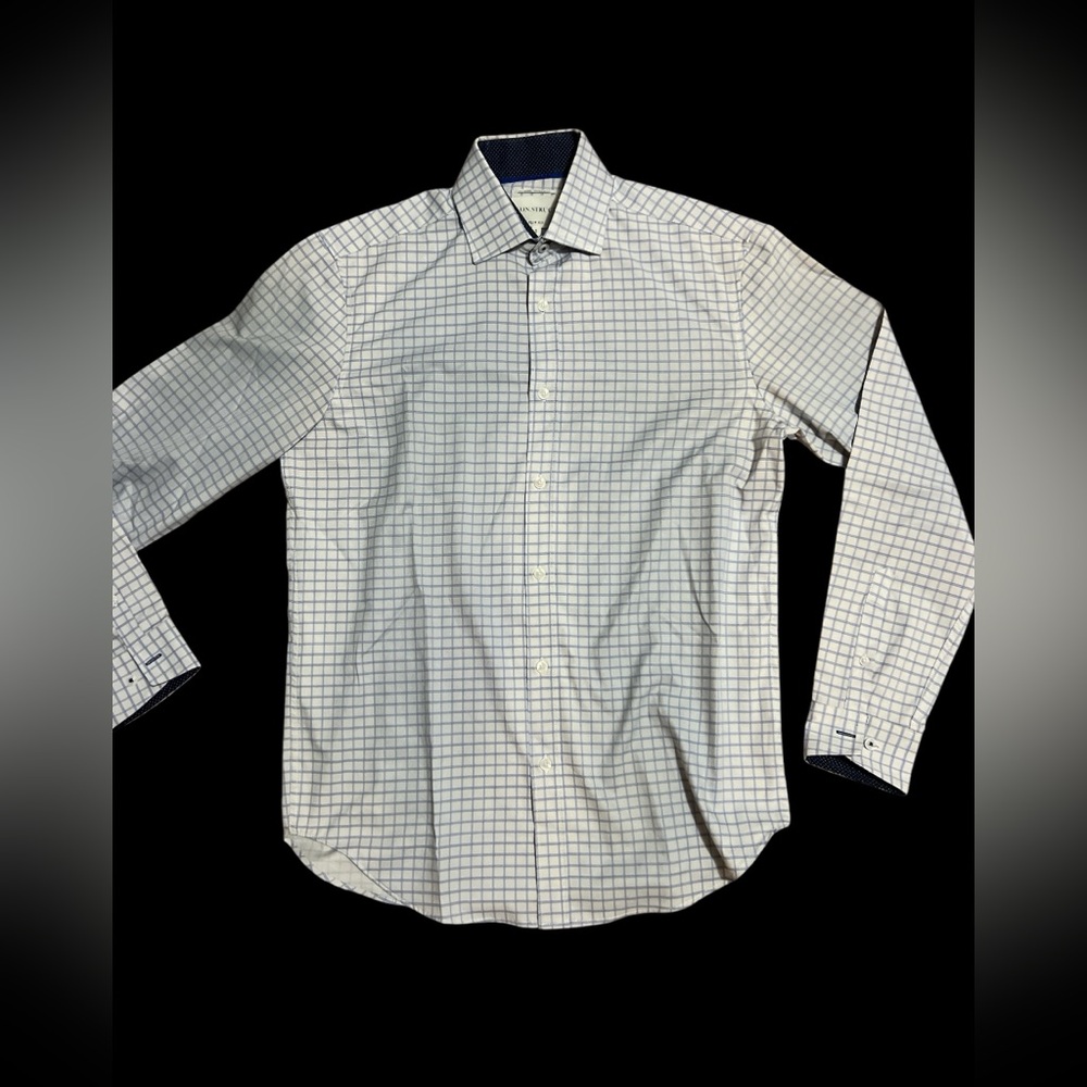 Con.Struct Button Down Shirt Long Sleeve Slim Fit Checked Stretch Mens Small S